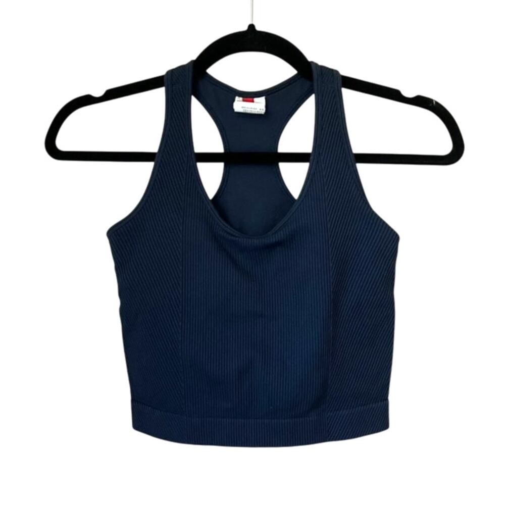 Wilson Pro Seamless Ribbed Crop Tank Navy Blue Size S